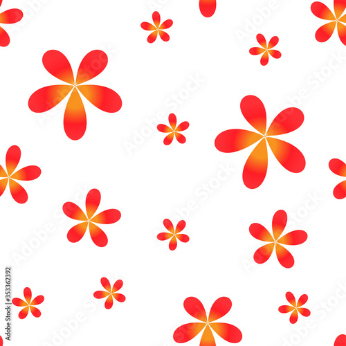 Red Flowers seamless pattern on white background. floral Vector decoration Illustration. Abstract nature artwork.