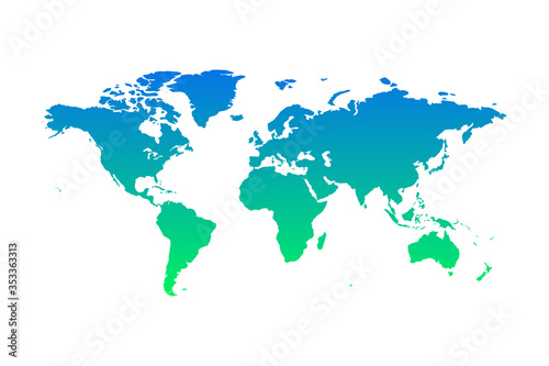World map infographic symbol without borders. International illustration vector sign. Blue green gradient global element for business  presentation  sample  web design  media  news  blog  report