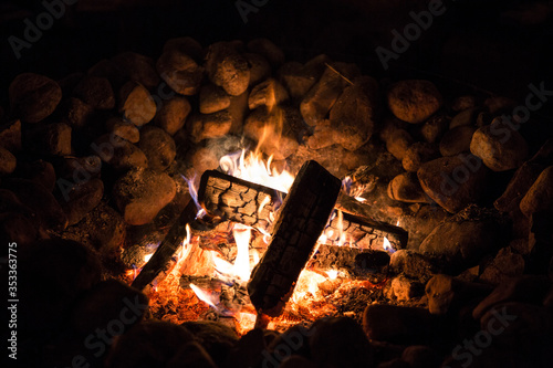 Fireplace. Flame.