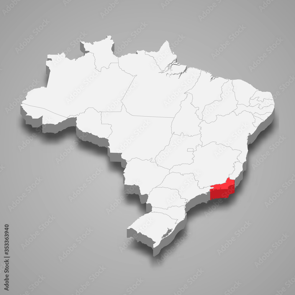 rio de janeiro state location within Brazil 3d map Template for your design