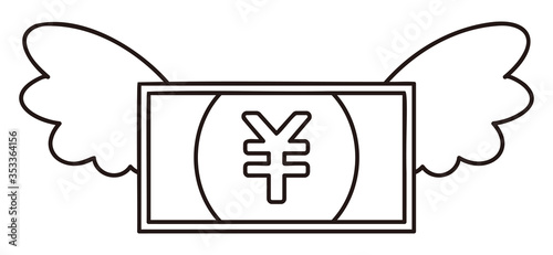 飛んでいく日本円紙幣