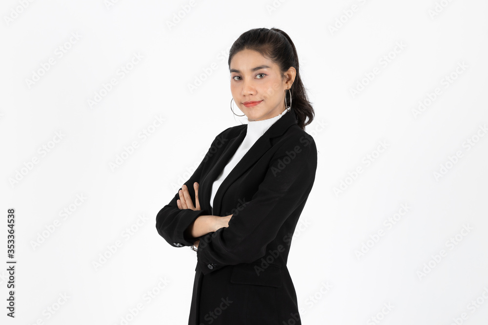 Confident Asian business woman on white isolated background. Confident Asian business woman on white isolated background.