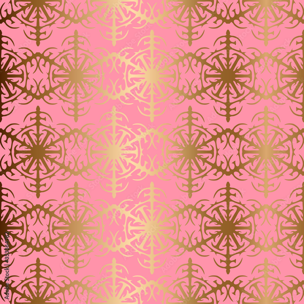 Golden snowflakes seamless vector pattern. Golden snowflakes seamless vector pattern.