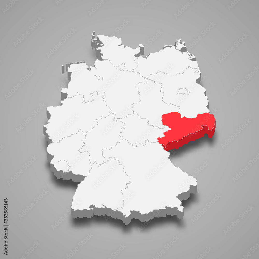 saxony state location within Germany 3d map Template for your design