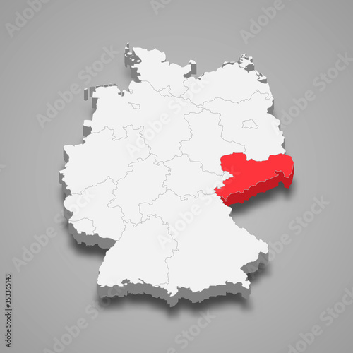 saxony state location within Germany 3d map Template for your design