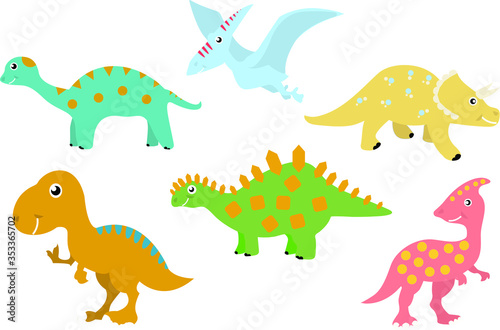 Fototapeta Naklejka Na Ścianę i Meble -  set of colorful dinosaurs