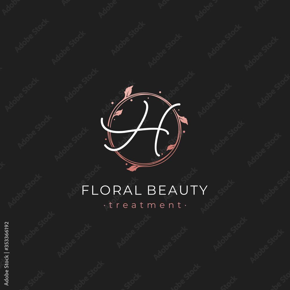 Letter H Premium Vector of Round Floral Frame Element Letter H Premium Vector of Round Floral Frame Element