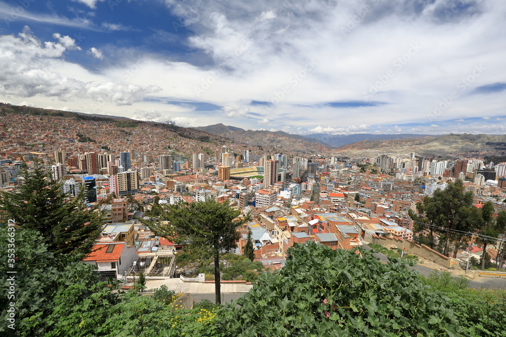 The panoramic view of La Paz in Bolivia