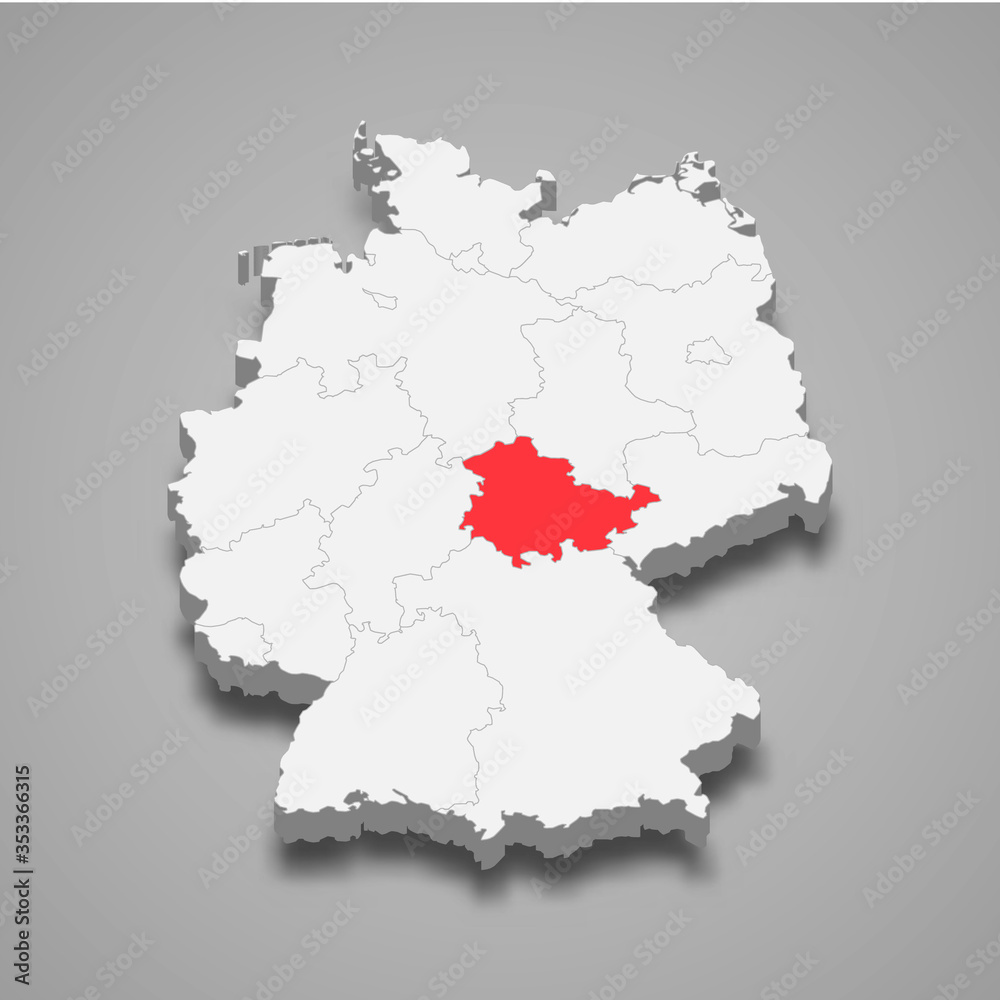 thuringia state location within Germany 3d map Template for your design thuringia state location within Germany 3d map Template for your design