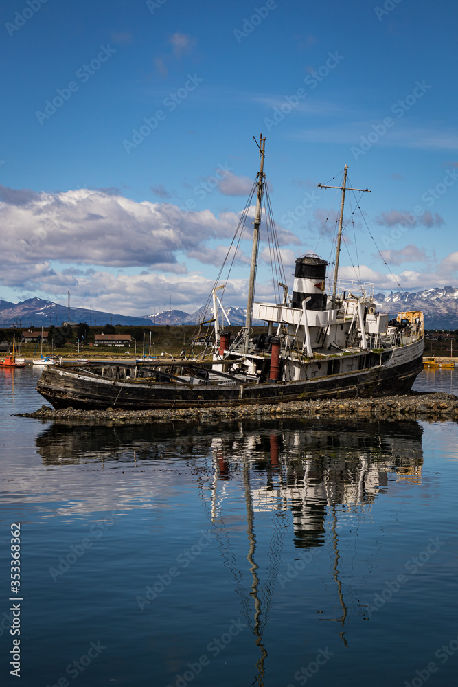 Barco Saint Christofer wreck in Ushuaia harbour, Argentina