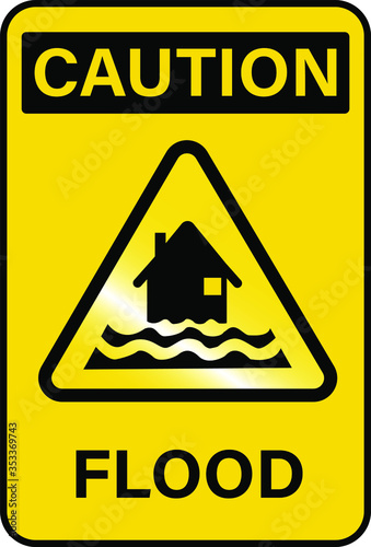 Caution flood safety vector sign