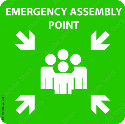 Emergency assembly point vector sign