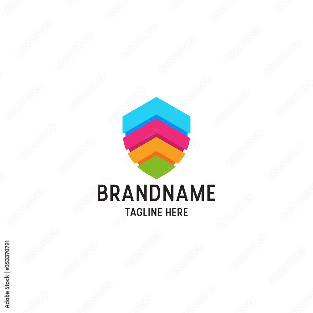 Awesome shield full color logo design template vector illustration