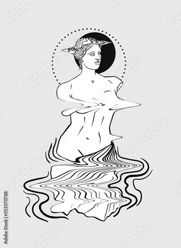greek statue venus de milo, abstract tattoo