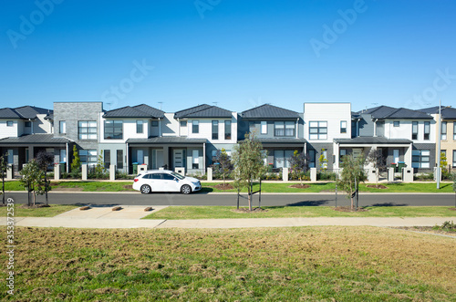 A row of townhouses/Australian homes in a suburb. Melbourne, VIC Australia.