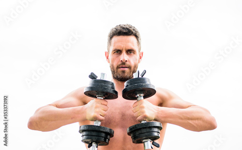 success. Perfect six pack. fitness and sport equipment. man sportsman with strong ab torso. steroids. athletic body. Dumbbell gym. Muscular man exercising with barbell. Every day filled with sport