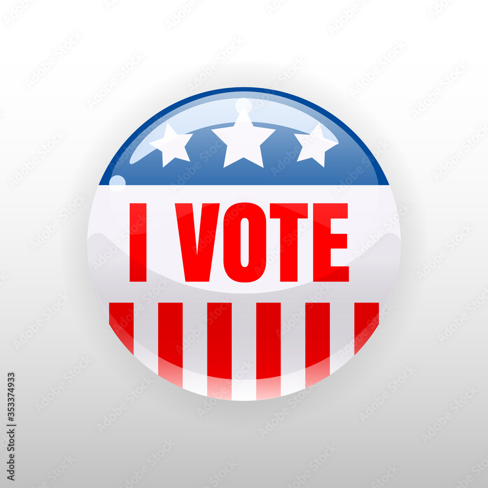 I Vote United States of America button election, badge I Vote United States of America button election, badge