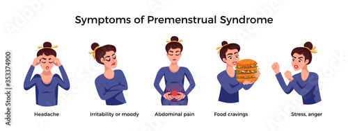 Pms Woman Character Icon Set