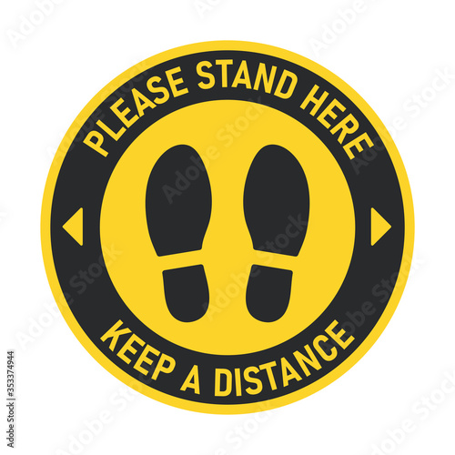 Social distancing. Billboard standing alert To allow social space 2 meters apart on a white background.