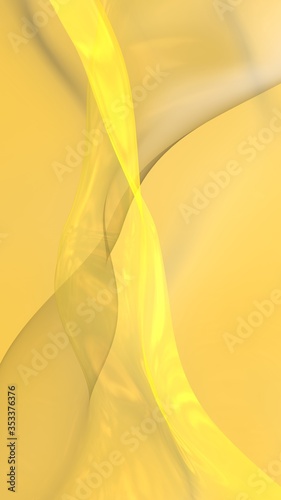 Abstract gold background. Beautiful backdrop with yellow waves. Vertical orientation. 3D illustration