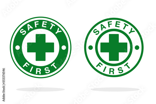 Safety First Icon The concept of work safety protection by wearing protective equipment. isolate on white background.