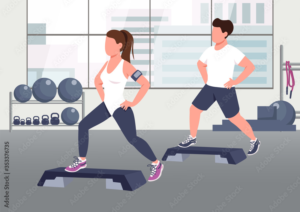 Step up class flat color vector illustration. Sportsman and female ...