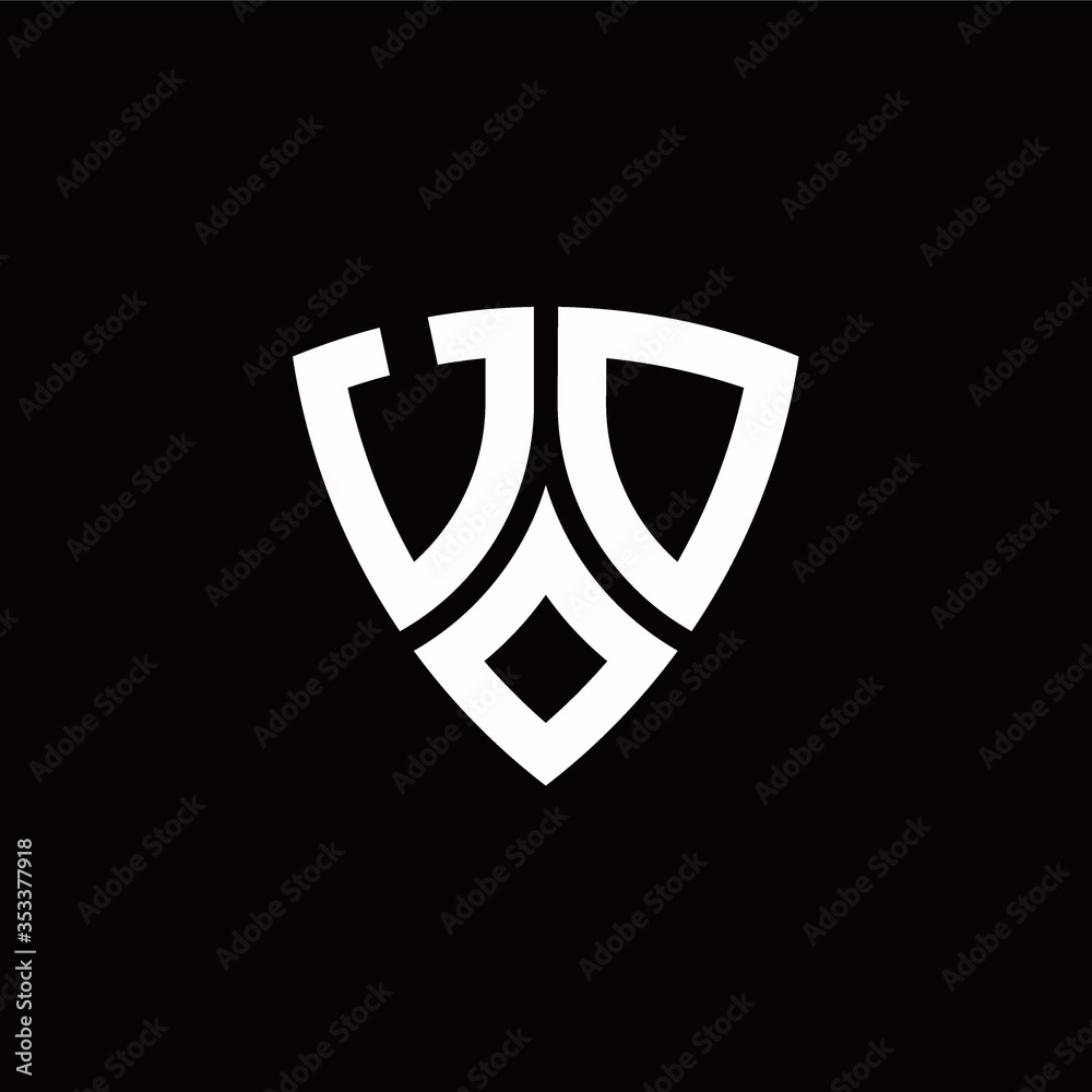 UD monogram logo with modern shield style design template UD monogram logo with modern shield style design template