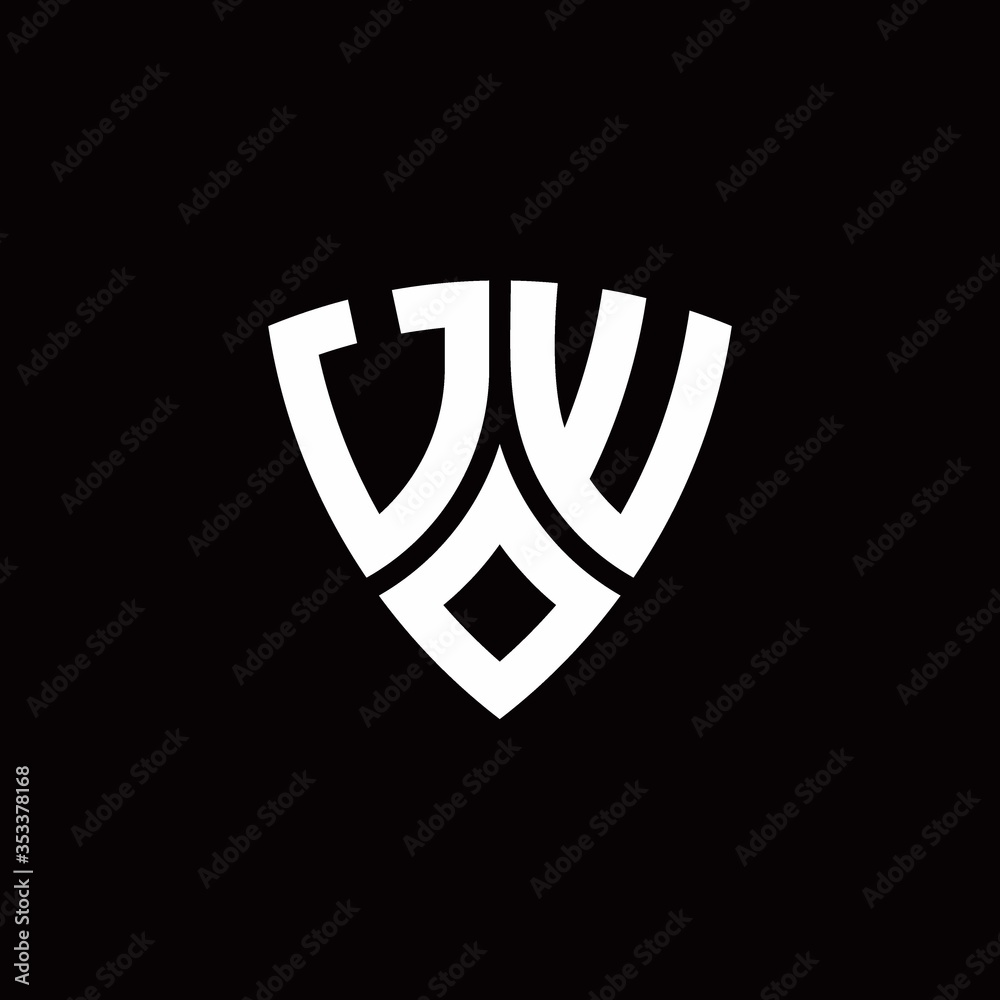 UW monogram logo with modern shield style design template UW monogram logo with modern shield style design template