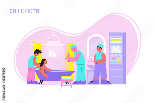 Childbirth In Water Illustration