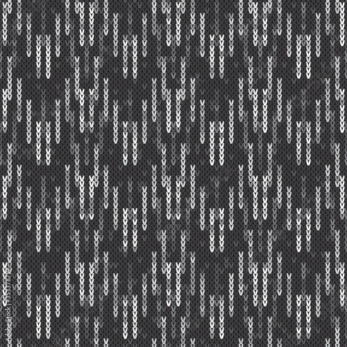 Camouflage Style Abstract Knitted Pattern. Vector Seamless Knit Melange Wool Texture Imitation with Shades of Gray Colors