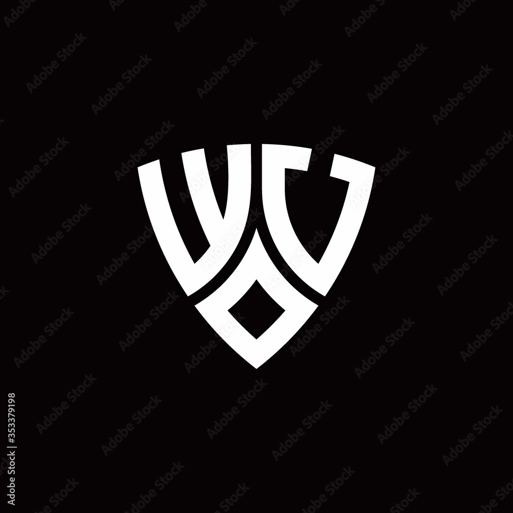 WU monogram logo with modern shield style design template WU monogram logo with modern shield style design template