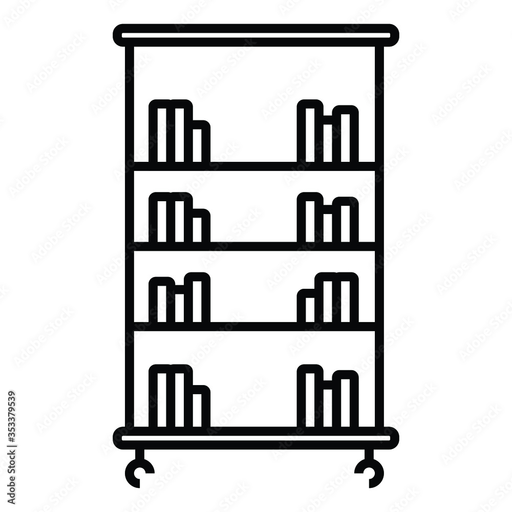 Book shelf line vector icon. Book cupboard, bookcase symbol