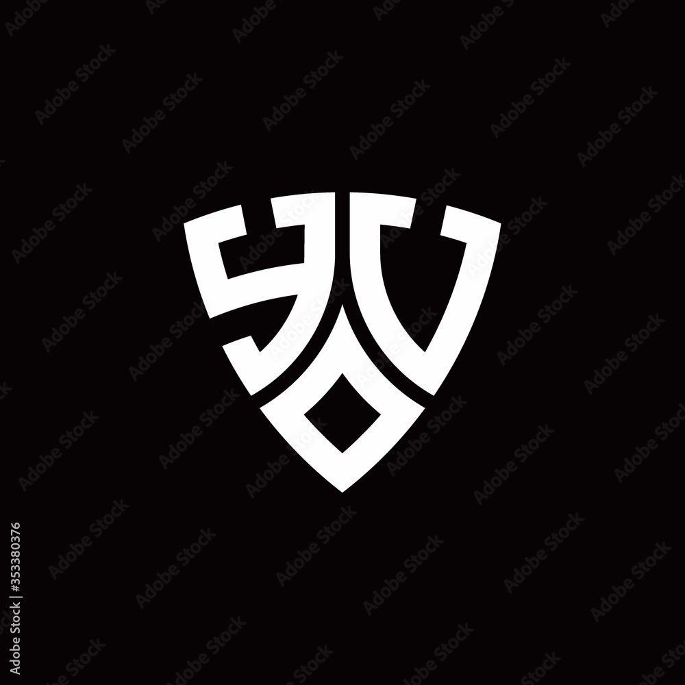 YU monogram logo with modern shield style design template YU monogram logo with modern shield style design template