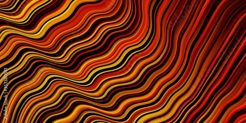 Dark Orange vector background with wry lines. Illustration in abstract style with gradient curved.  Pattern for commercials, ads.