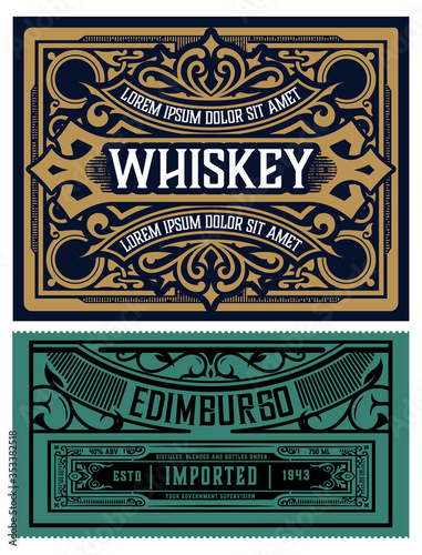 Old label design for Whiskey and Wine label, Restaurant banner, Beer label. Vector illustration