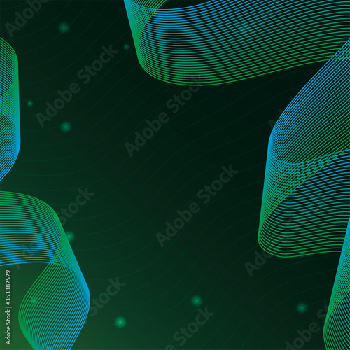 black waves sound green background