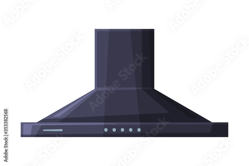 Metallic Cooker Hood Kitchen Appliance Flat Style Vector Illustration on White Background