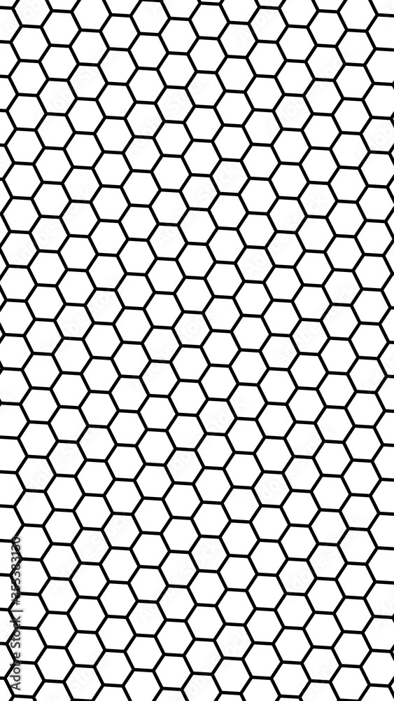 Black honeycomb on a white background. Perspective view on polygon look like honeycomb. Isometric geometry. Vertical image orientation. 3D illustration Black honeycomb on a white background. Perspective view on polygon look like honeycomb. Isometric geometry. Vertical image orientation. 3D illustration