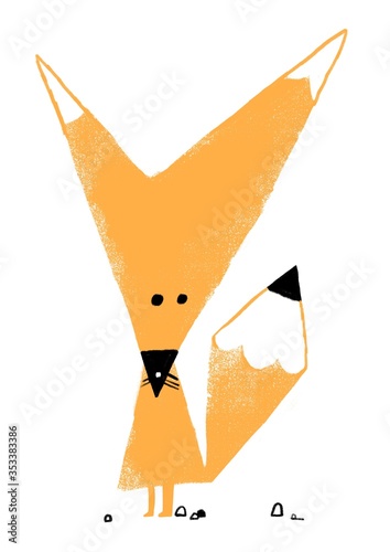 Cartoon little fox illustrathin for your design isolated on white background photo