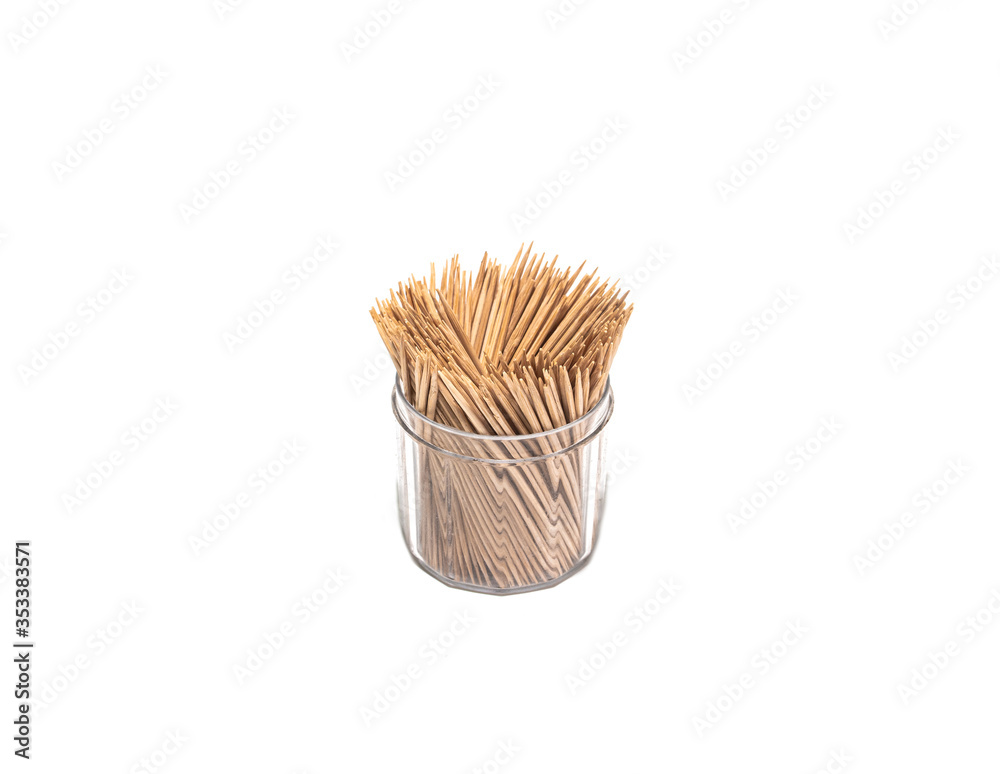 Toothpicks in a box on a white background Toothpicks in a box on a white background
