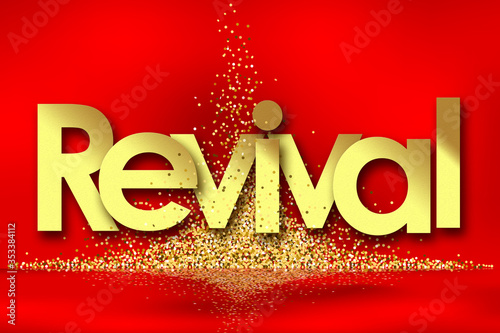 revival in red background and golden stars photo