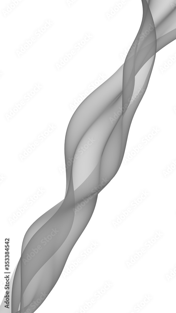 Abstract gray wave. Raster air background. Bright gray ribbon on white background. Gray scarf. Abstract gray smoke. 3D illustration Abstract gray wave. Raster air background. Bright gray ribbon on white background. Gray scarf. Abstract gray smoke. 3D illustration