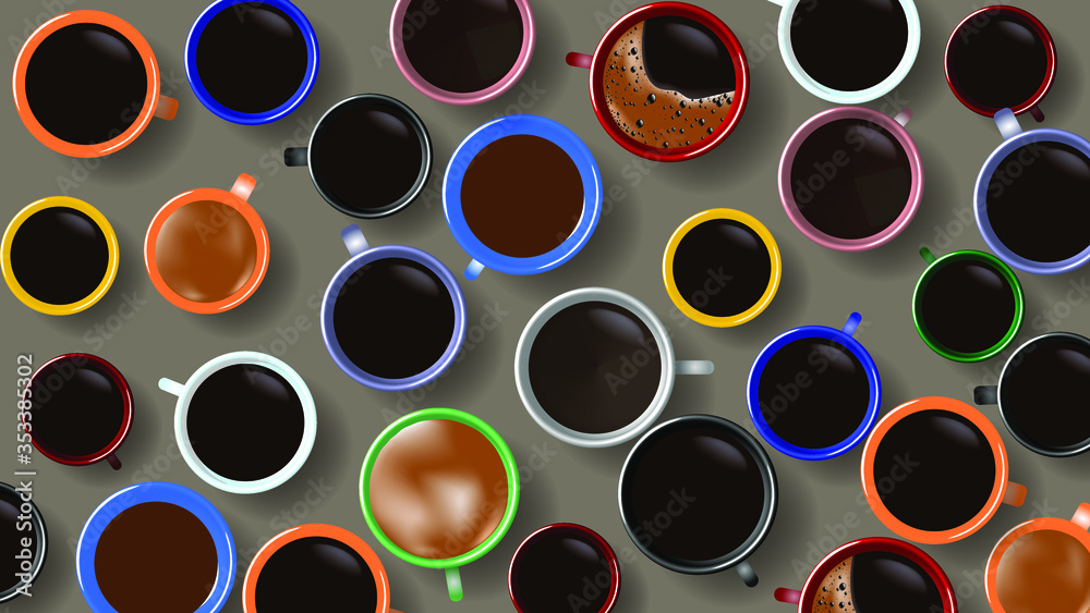 Background with multi-colored cups of coffee. Background with multi-colored cups of coffee.