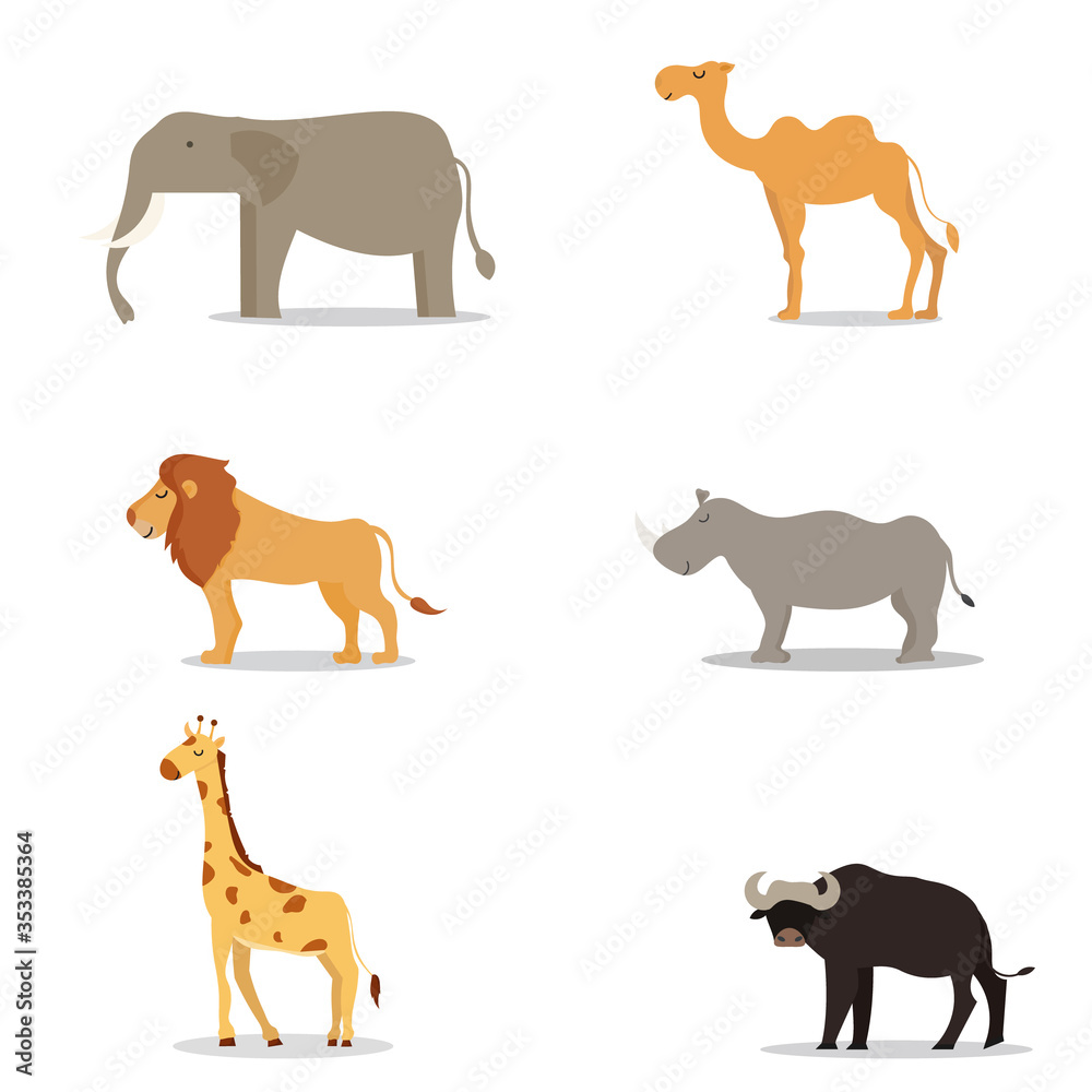 funny Animal Vector illustration Set isolated on a white background. funny Animal Vector illustration Set isolated on a white background.