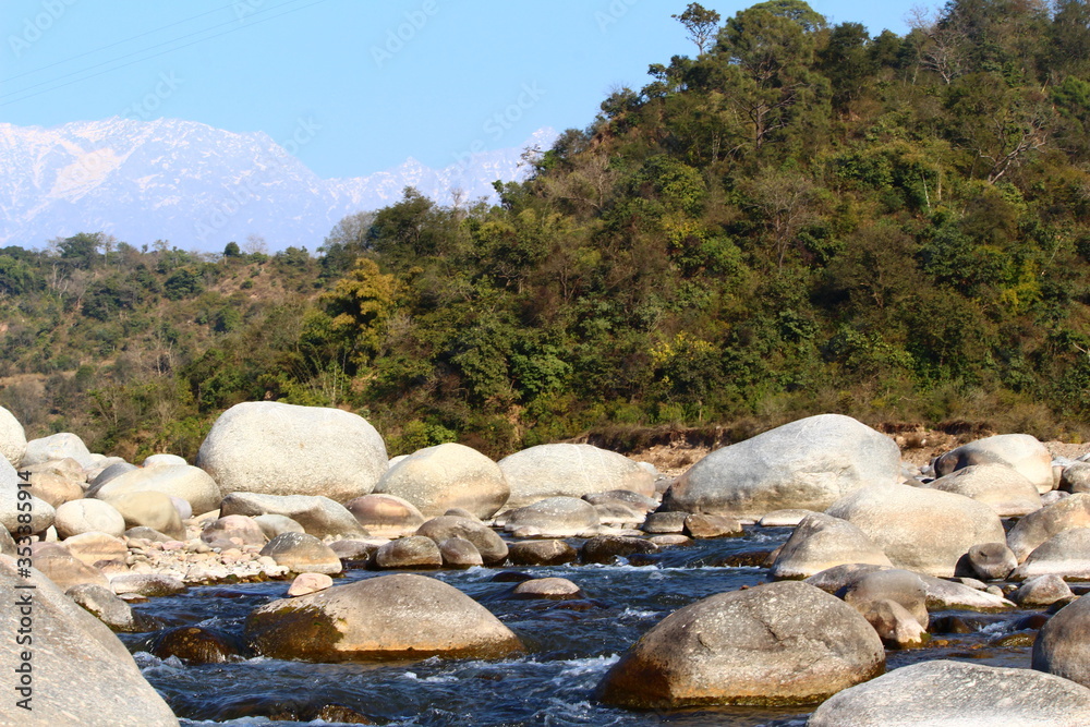 rocky mountain river, close by  Dharamshala, Himachal Pradesh, India