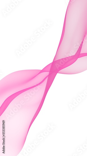 Abstract light red wave. Bright light red ribbon on white background. Abstract red smoke. Light red scarf. Raster air background. 3D illustration