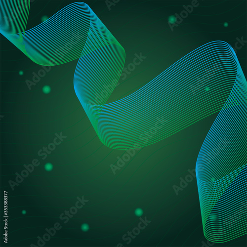 black waves sound green background