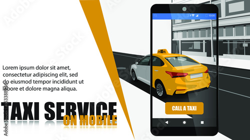 Online taxi service. Smart taxi concept illustration.
