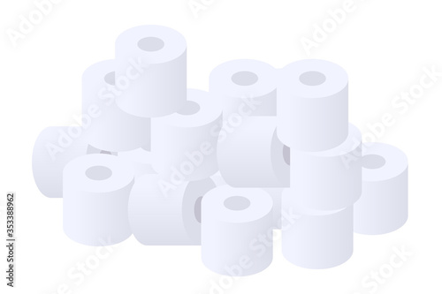 Pile of toilet paper illustration on transparent background. 