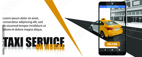 Online taxi service. Smart taxi concept illustration.